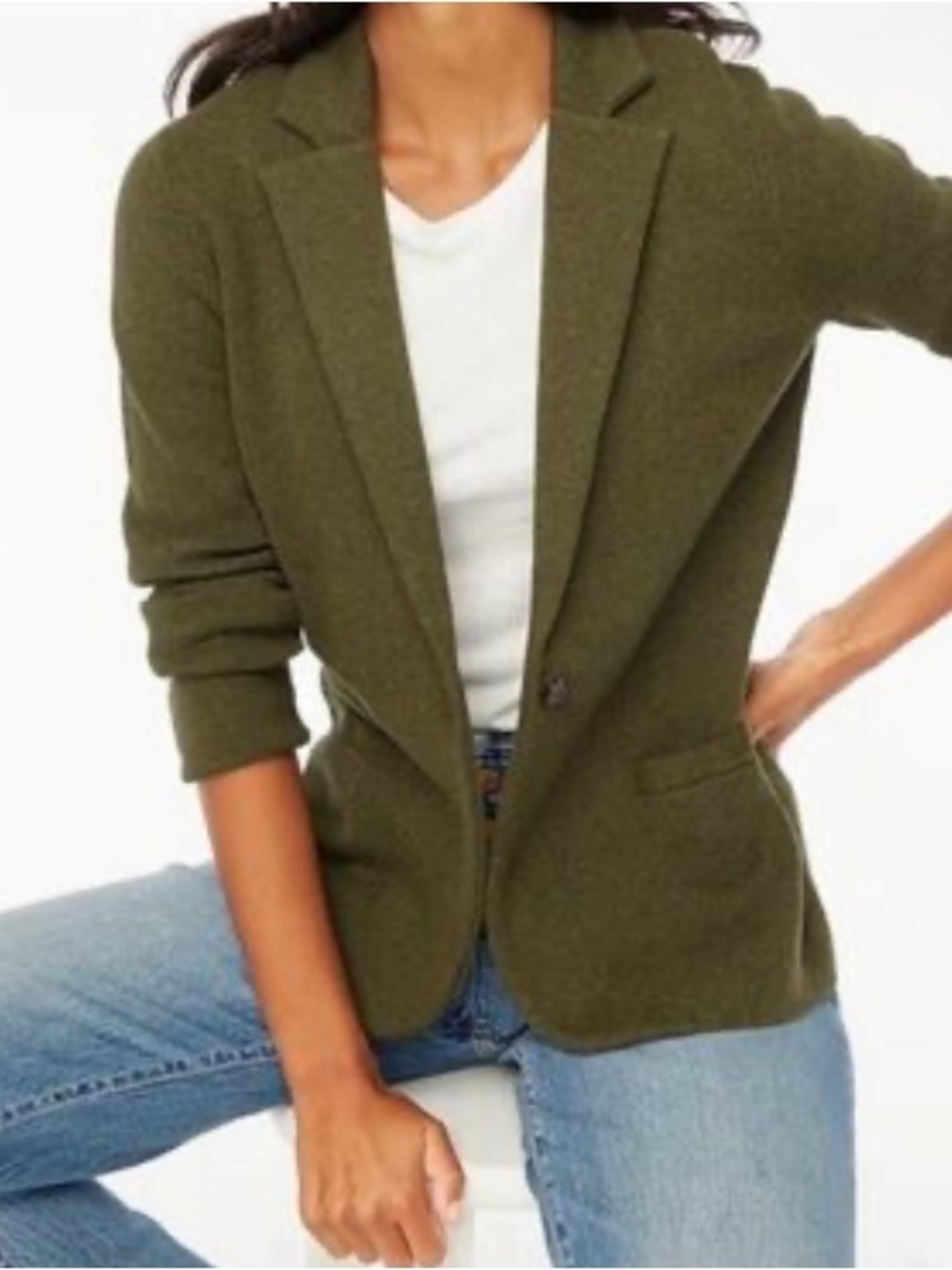 Like New J. Crew Olive Green Schoolboy Sweater Blazer, Size PXXS